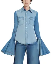 A. w.a. k.e. Mode Bell Sleeve Denim Shirt