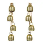 2Sets Christmas Bells Metal Rustic Hanging Bells with Ropes Vintage4268