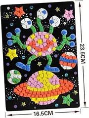 QUMIIRITY 8pcs DIY Mosaic Sticker Craft Kit Art Supplies Featuring Astronaut Spaceship Alien UFO Sailing Boat Airplane and Hot Air Balloon for Creative Learning and Play