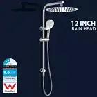 Round 12" Rain Shower Head Set Hand Held 2 In 1 Sliding Rail Wall Arm Chrome