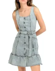 [Belle & Bloom] Rendez-vous Denim Mini Dress in Stonewash