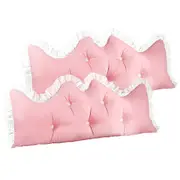 SOGA 2X 180cm Pink Princess Bed Pillow Headboard Backrest Bedside Tatami Sofa Cushion with Ruffle Lace Home Decor