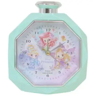 【小禮堂】迪士尼 公主 香水瓶造型鬧鐘 - 綠Q版款(平輸品)