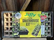 Jiffy 50 Peat Strips N’ Greenhouse Seed Starter Kit with SUPERthrive and Labels