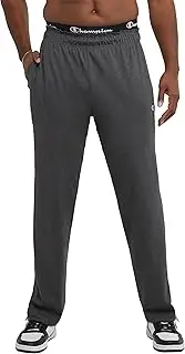 [Champion] Men's Pants, Everyday Cotton Pants for Men, Open Bottom Pants (Reg. Or Big & Tall), Granite Heather C Patch Logo, Large Tall