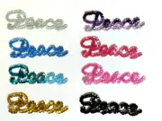 6PC Lot PEACE SEQUIN WORD Sew On DIY - Craft