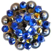 32HS Set Of 16 Western Screw Back Concho Sapphire Berry Crystals Cowgirl