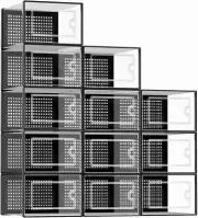 X-Large Shoe Storage Boxes Organizers Clear Plastic Stackable 12 P.... Black