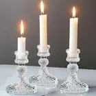 Glass Candlestick Holder Taper and Pillar Candle Holder Desktop Decoration for