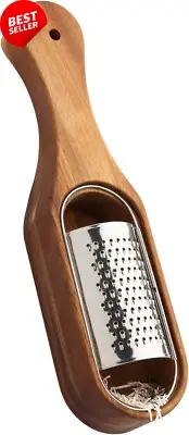 Cheese Grater, Container, Wood Handle, Shredder, Zester