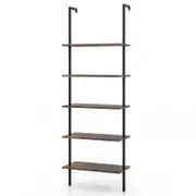 Costway 1.8m Ladder Display Shelf 5-Layer Storage Rack Home Office Brown