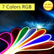 AC220V RGB Colorful Flex Neon LED Rope Lights Valentine Xmas Signs Decor Outdoor