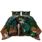 Beautiful Dragon Fairy and Her Ivy Dragonling Coverlet