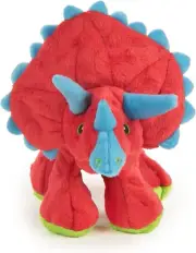 Dinos Frills Squeaky Plush Dog Toy, Chew Guard Technology - Red, Large