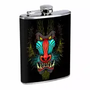 Scary Baboon Em1 8oz Stainless Steel Flask Drinking Whiskey Liquor