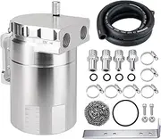 EVIL ENERGY Oil Catch Can, 300ML Baffled Oil Can, Universal Aluminum Air Oil Separator Breather Tank with 5/8" ID 5FT NBR Fuel Hose Kit