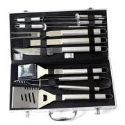 Stainless Steel BBQ Tool Set Outdoor Barbecue Utensil Aluminium Grill - 10pcs