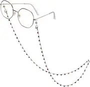 [Hongeely] Eyeglass Chain Silver Stainless Steel Handmade Necklace for Reading Glasses Sunglass Beaded Chains for Men Women