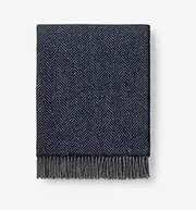 Biddy Murphy Imported Irish 100% New Wool Throw Blanket, Travel or Toss Size 55"x65" Inches, Finely Woven Classic Herringbone Pattern, Heirloom Quality, Made in Ireland, Black