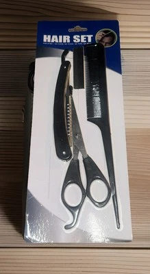 4 Pieces Hair Set-1 Comb/1 Scissor/1 Razor Shaping Knife/1 Blade-New