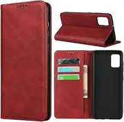 Cavor for Samsung Galaxy A31 Case,Cowhide Pattern Leather Case Magnetic Wallet Cover with Card Slots (6.4") -Wine Red