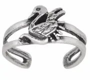 Sterling Silver .925 Swan Bird Toe Ring Adjustable Size | Made In USA