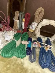 Lot Twisted Paper Ribbon Paper Capers Blue Green Natural White Country Red/76b