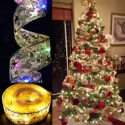 LED Ribbon Christmas Tree Topper Lights Xmas Tree Top Ribbon Bows Party Ornament