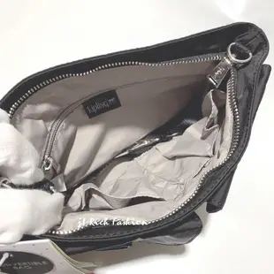 Kipling 黑色絲滑合成纖維材質素面雙口袋設計斜背包 #HB7365 (6.1折)