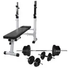 Workout Bench Press Weight Rack Barbell Dumbbell Set Power Station Gym Equipment