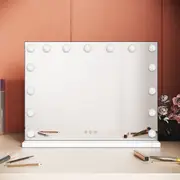 ELEGANT Makeup Mirror 58x12x45.5cm Hollywood Vanity with 15 Bulbs Variable Colour LED Light Desktop Stand Mirror for Makeup