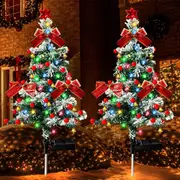 Solar Christmas Tree Lights Decorations Outdoor Solar Powered Christmas Yard Stake Lights