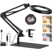 Magnifying Glass with Light and Stand,10X Magnifying LED Desk Lamp with Base ...