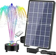 AISITIN 14W Rechargeable Solar Fountain with 4400mAh Battery, LED Colorful Lights, Remote Control & Superior Solar Glass Panels, DIY Solar Powered Water Fountain Pump for Bird Bath, Pond