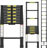 Advwin Telescoping Ladder, 12.5 FT/3.8M Aluminum Portable Extension Folding Ladd