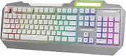 Lumsburry RGB LED Backlit Gaming Keyboard with Anti-ghosting, Light up Keys Multimedia Control, USB Wired 104 Keys Metal Keyboard for PC Games Office (Silver&White)