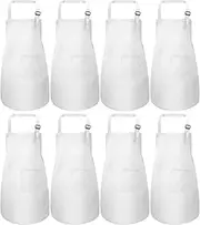 8 Pieces Kid Apron Adjustable Children Chef Apron with Pocket for Cooking Baking