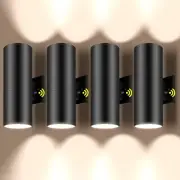 4 Pack Outdoor Lighting Dusk to Dawn Wall Lights, Cylinder Up Down Lights Fix...