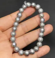 47.8g Aletai iron meteorite 8mm round bead Beaded Bracelet