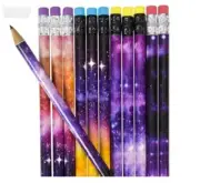 Lot of 48 - Galaxy Space Themed #2 Pencils - QUANTITY DISCOUNTS - FREE GIFT