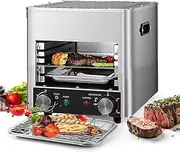 1700W Electric Steak Broiler, Commercial Steak Oven, 4-Layer Stainless Steel Steak Grill with 10min Timing, 800℃ Adjustable Temperature, for Steak, Pizza, Grilled Fish, Beef Chicken Vegetables