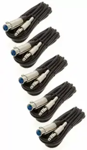 5 Pack 6ft XLR 3-Pin Female to 1/4" Stereo Shielded Microphone Mic Cord Cable