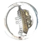 Robert Plant Encircled Feather polished silver metal pin badge