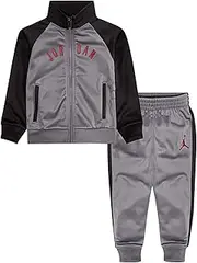 [Nike] Jordan Boy`s Tricot Jacket Tracksuit & Pants 2 Piece Set (SmokeGrey(655630-M19)/Black, 24 Months)