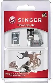 Home Décor Presser Foot Kit | Includes Piping, Bias Binder & Ruffler Attachment | Perfect for Tailored Finishes, Bias Binding & Pleating | Compatible with SINGER Sewing Machine