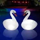 Floating Pool Lights Solar Rechargeable 2PCS, Waterproof Inflatable Swan Pool...