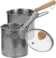 Zerodeko 1Set Stainless Steel Deep Frying Pot with Strainer Basket and Lid Ergonomic Design for Versatile Cooking for Frying Barbecues and More
