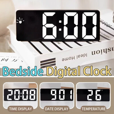 Bedside Digital Clock Desk Table Time LED Display Temperature Alarm Modern Decor