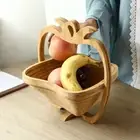 2 in 1 Foldable Fruit Basket Bamboo Food Storage Basket Camping