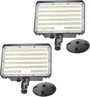 2 Pack 80W LED Flood Outdoor Security Light With Dusk To Dawn Photocell 5000K Da